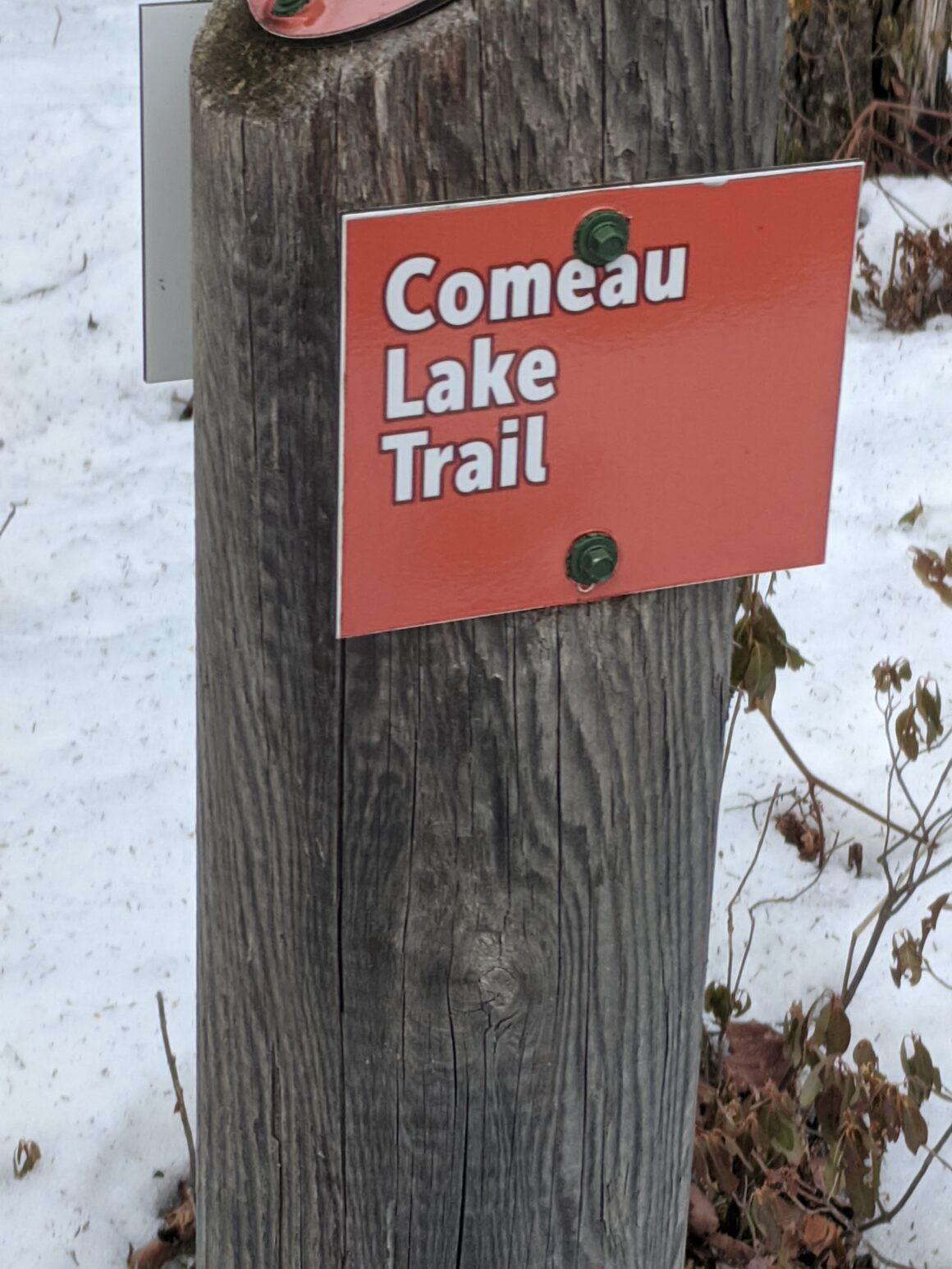Trail signage along the 9 Mile River Trail
